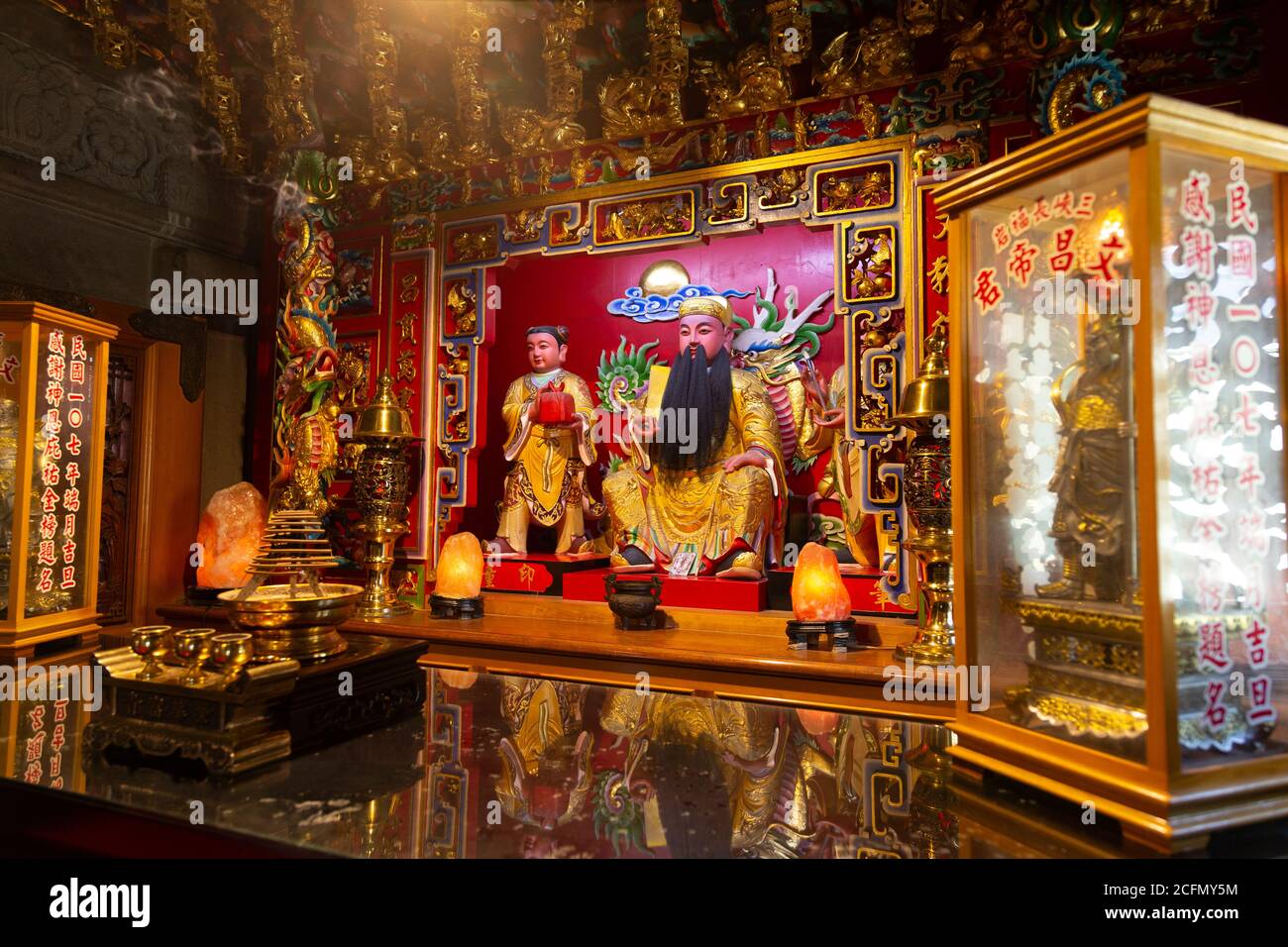 Sculpted sacred entities at Zushi Temple in New Taipei, Taiwan. Stock Photo