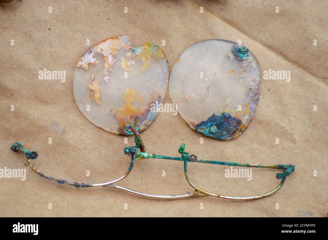 HAZLETON, PA - JUNE 30:  Some artifacts found at the site of an archaeologic dig June 30, 2014 in Hazleton, Pennsylvania. The team is looking through Stock Photo