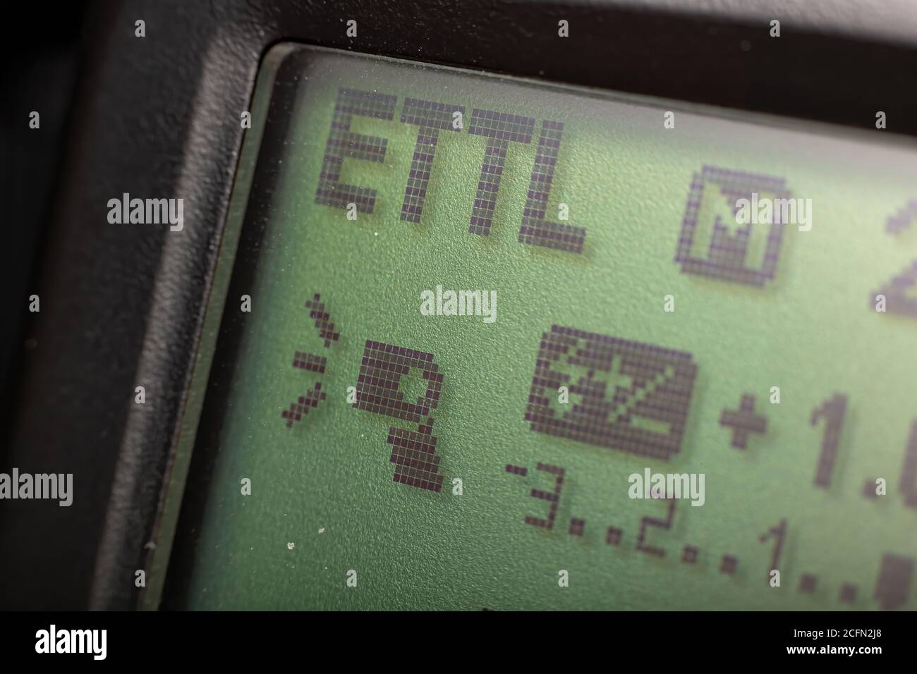 E-TTL mode screen of a camera flash Stock Photo