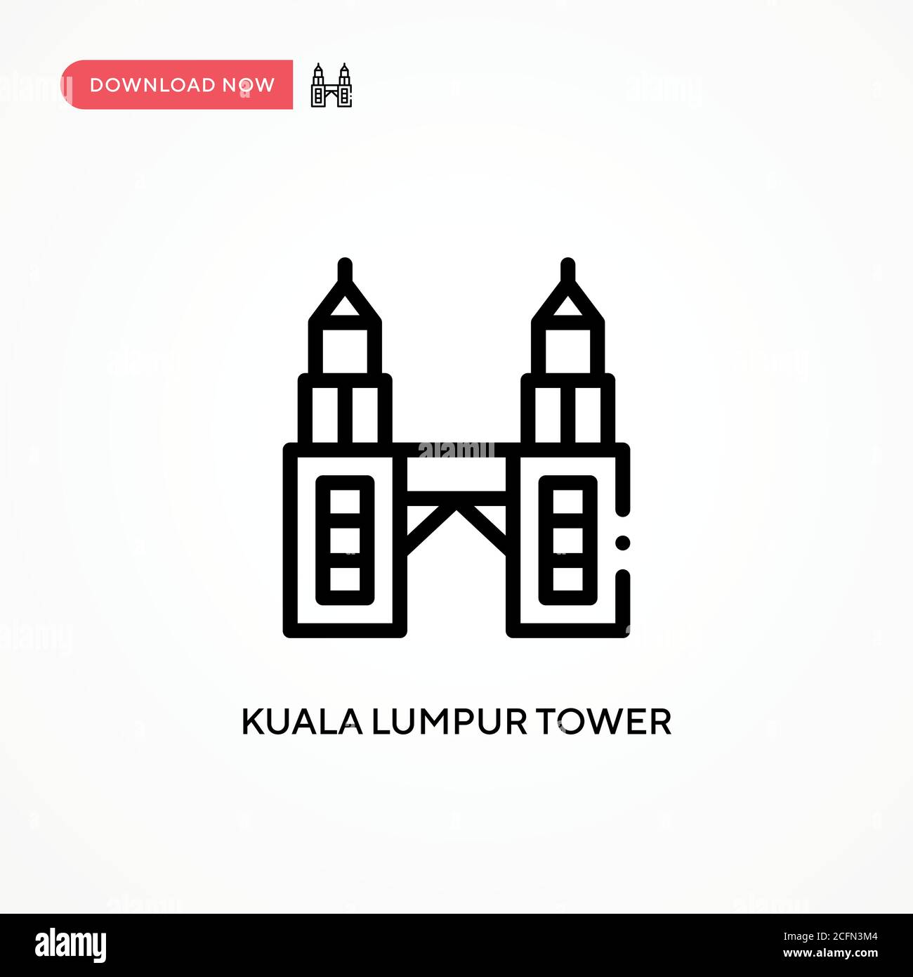 Kuala lumpur tower vector icon. Modern, simple flat vector illustration for web site or mobile app Stock Vector