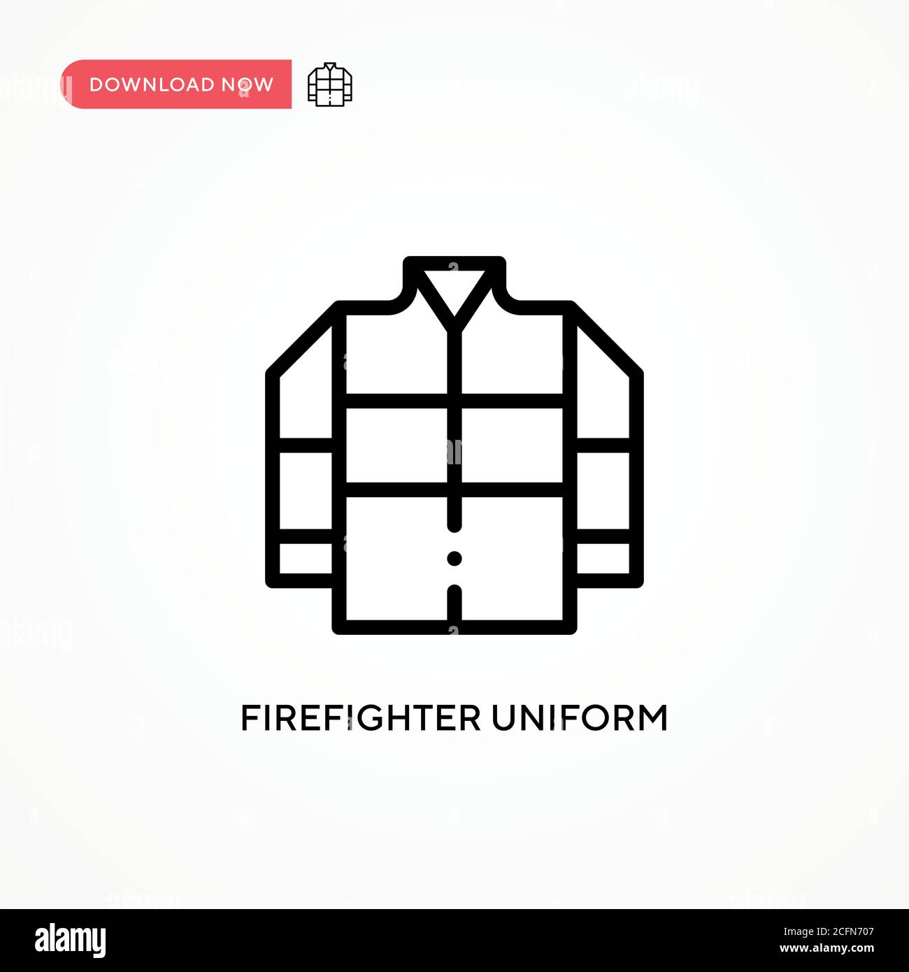 Firefighter uniform vector icon. Modern, simple flat vector illustration for web site or mobile app Stock Vector