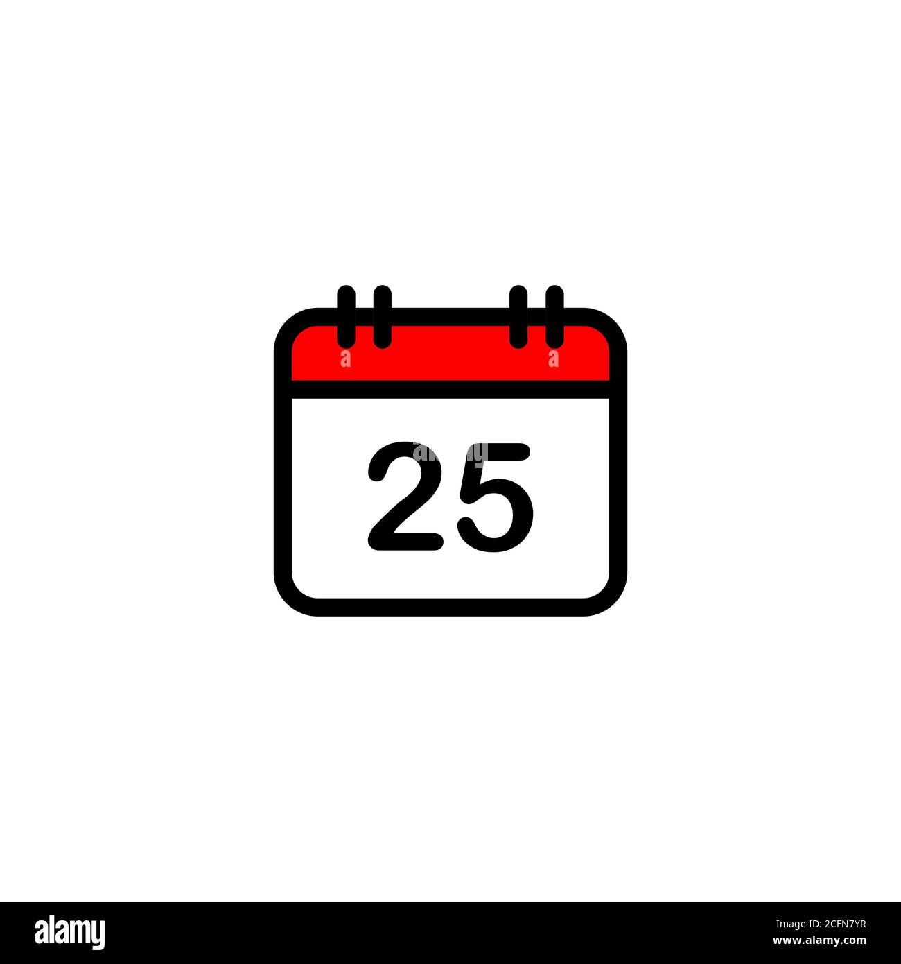 Christmas calendar day flat icon. December, 25, New Year concept. Vector on isolated white background. EPS 10 Stock Vector
