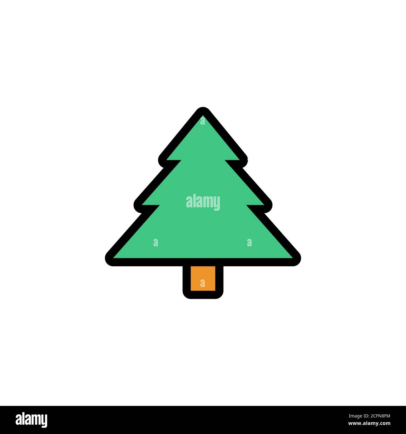 Christmas tree flat icon. New Year decoration. Vector on isolated white ...