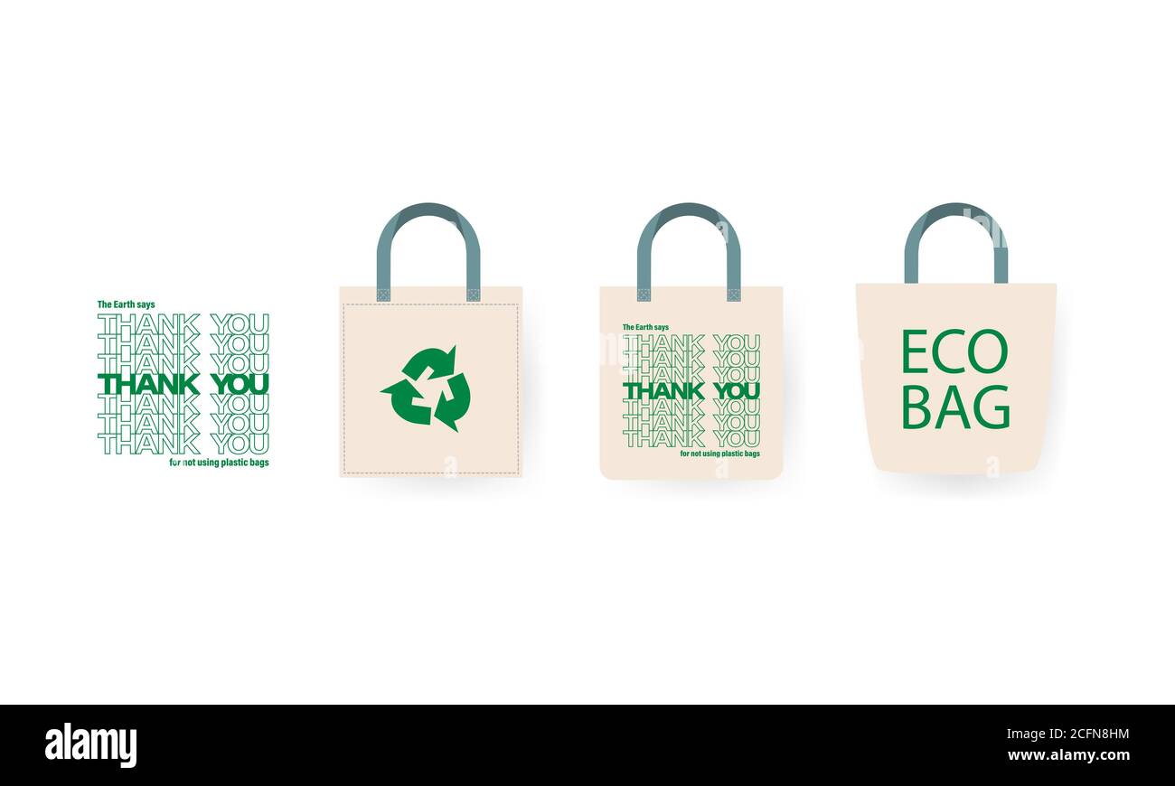 Eco fabric cloth bag. Vector on isolated white background. EPS 10 Stock