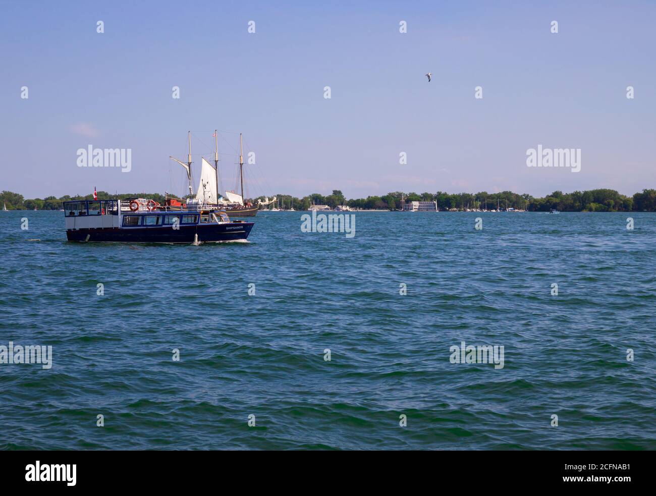 Vintage sail ship departs from the port Toronto. Untitled Stock Photo