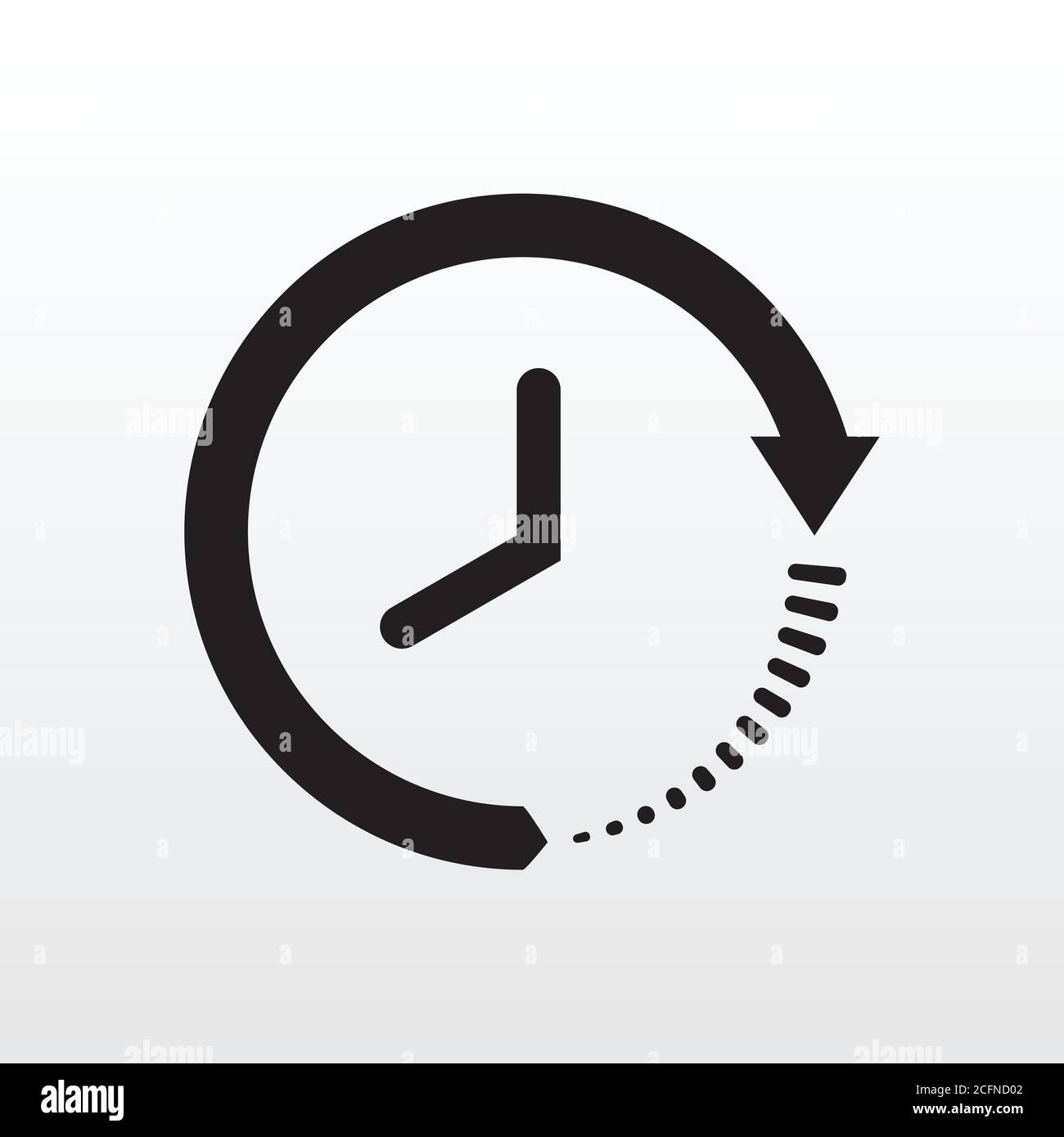 Time Clock Icon black isolated on white background vector illustration. Creative circle clock icon design. Stock Vector
