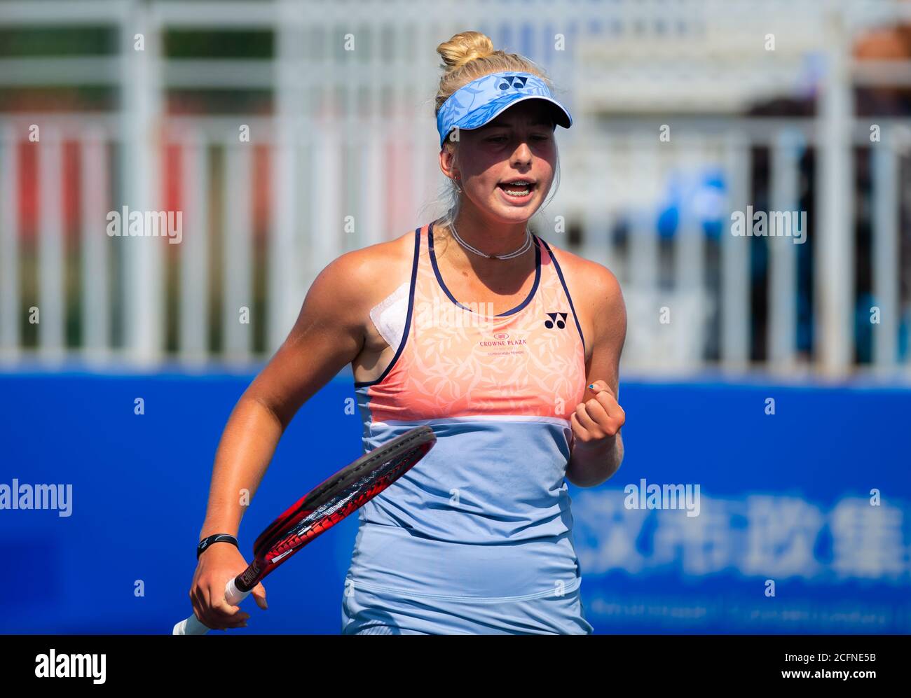 Ru kontrol forbrydelse Clara Tauson of Denmark in action during qualifications at the 2019  Dongfeng Motor Wuhan Open Premier 5 tennis tournament Stock Photo - Alamy