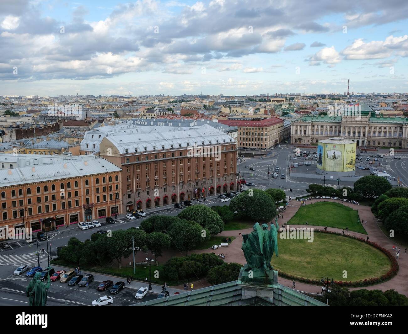 Astoria and Angleterre hotels aerial view from Colonnade of St. Isaac's Cathedral in Saint Petersburg ,Russia Stock Photo