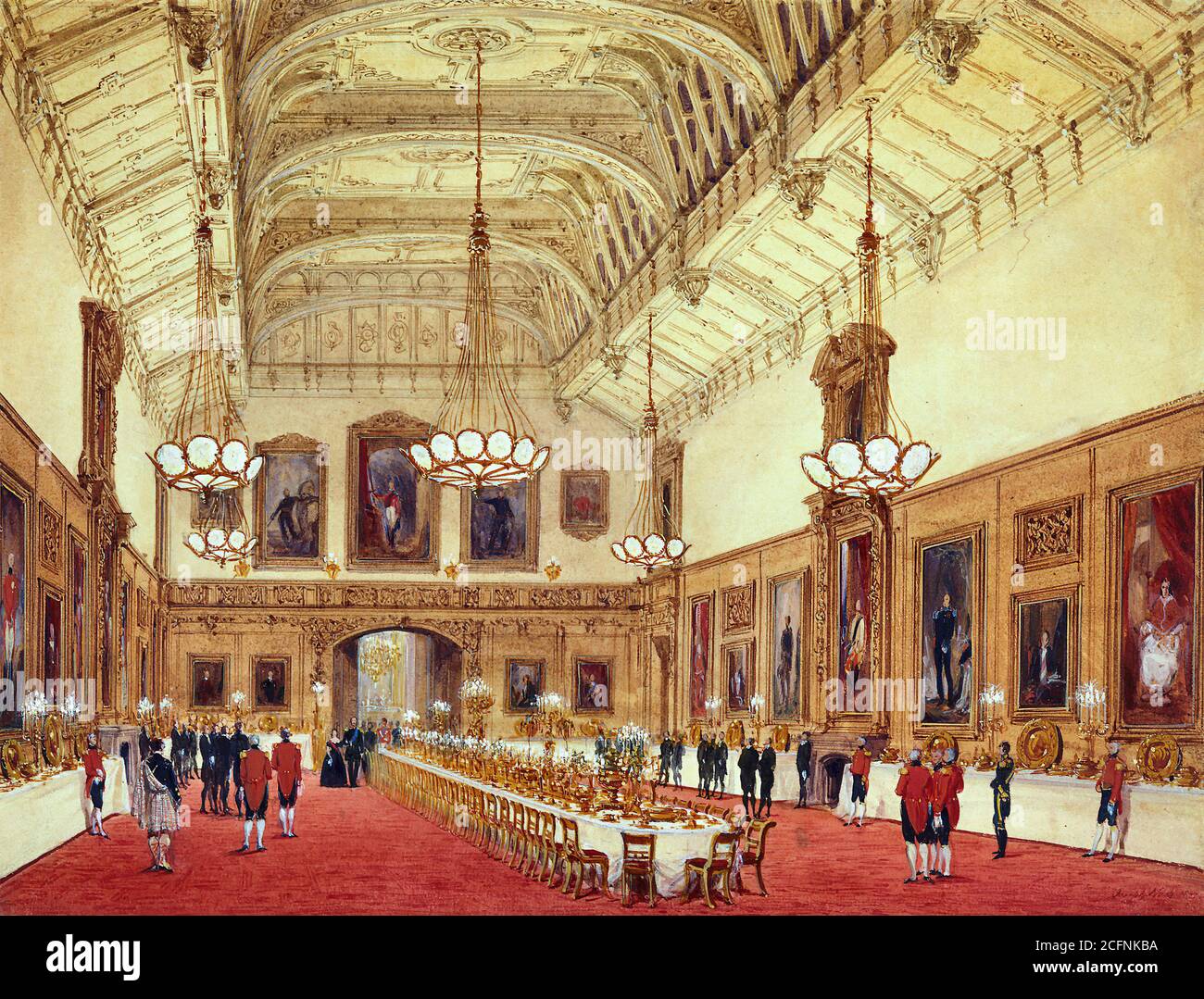 Nash Joseph - Windsor Castle - the Waterloo Chamber 5 June 1844 - British School - 19th  Century Stock Photo