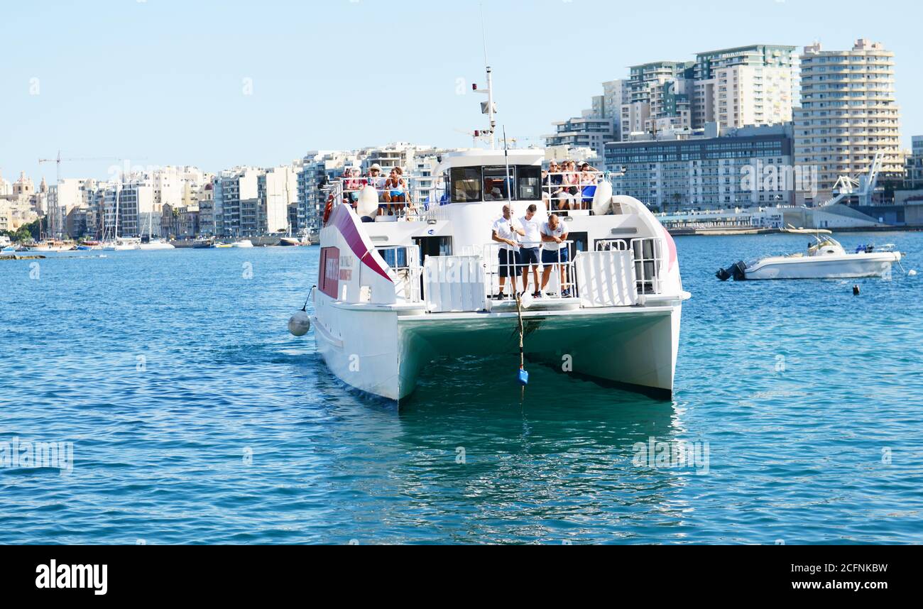 A ferry from Valletta to Sliema in Malta. Stock Photo