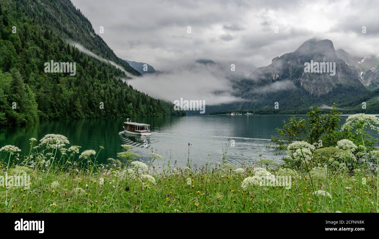Konigssee Idyllic alpine lake in Berchtesgaden, Bavaria, Germany Stock Photo