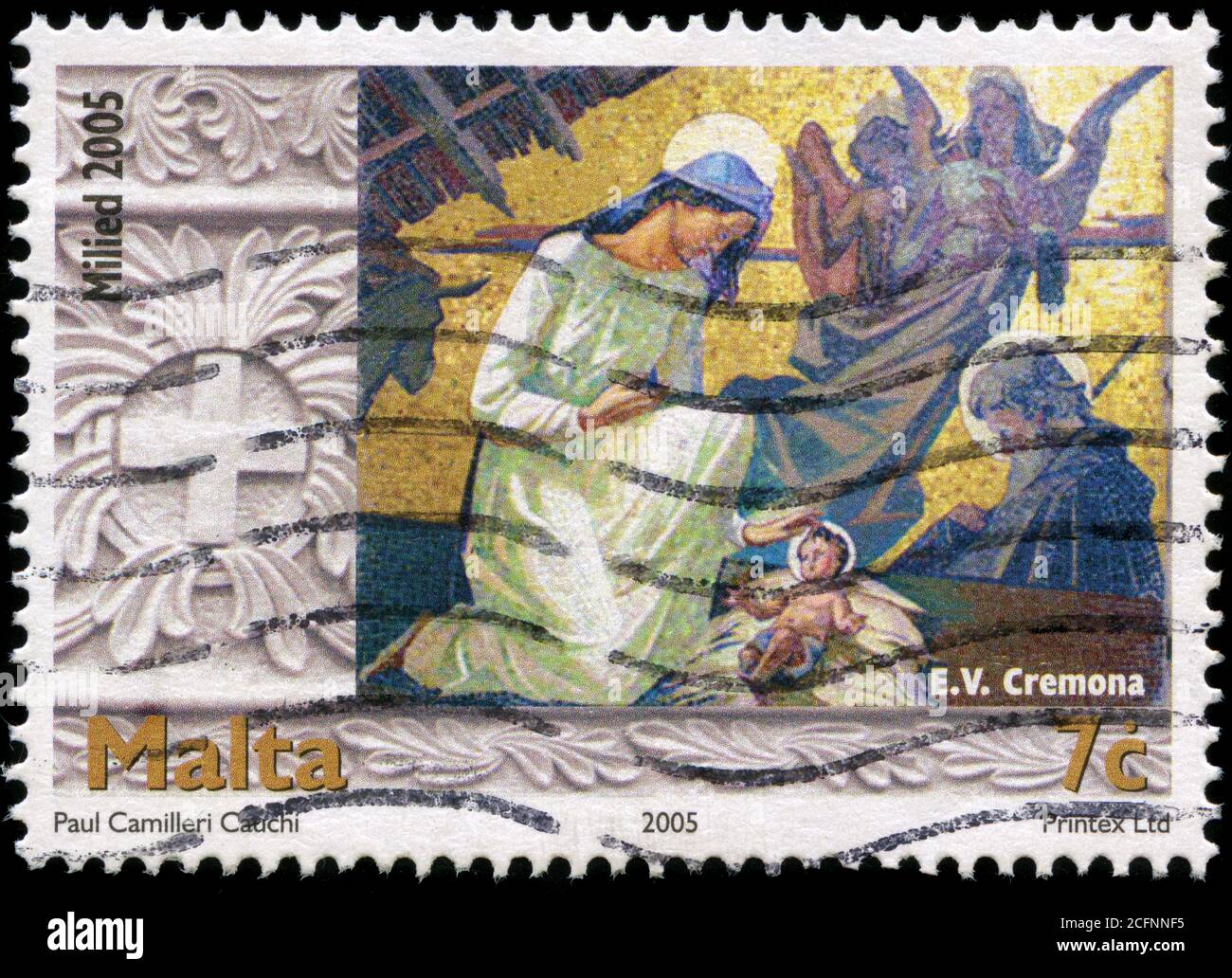 Postage stamps from Malta in the Christmas (2005) series Stock Photo