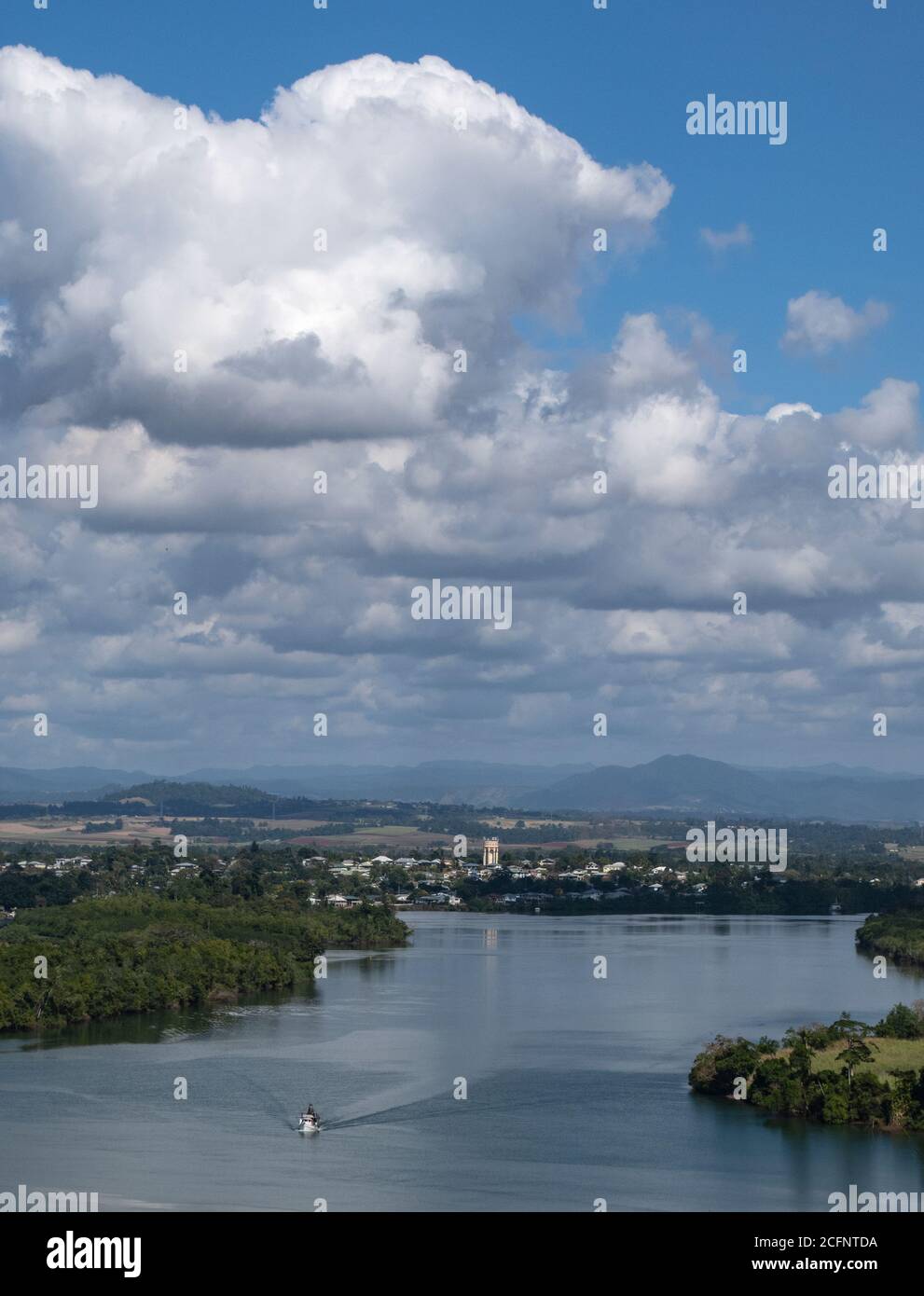 North Queensland Australia. Johnstone River and the town of Innisfail. Stock Photo