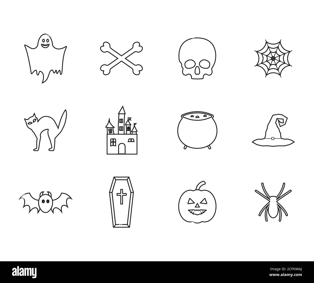 Halloween icon set. Vector illustration, flat design. Stock Vector