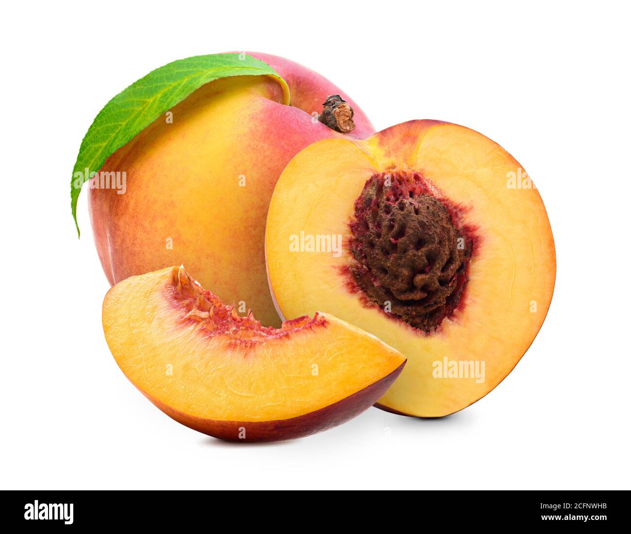 Fresh peach isolated on white Stock Photo