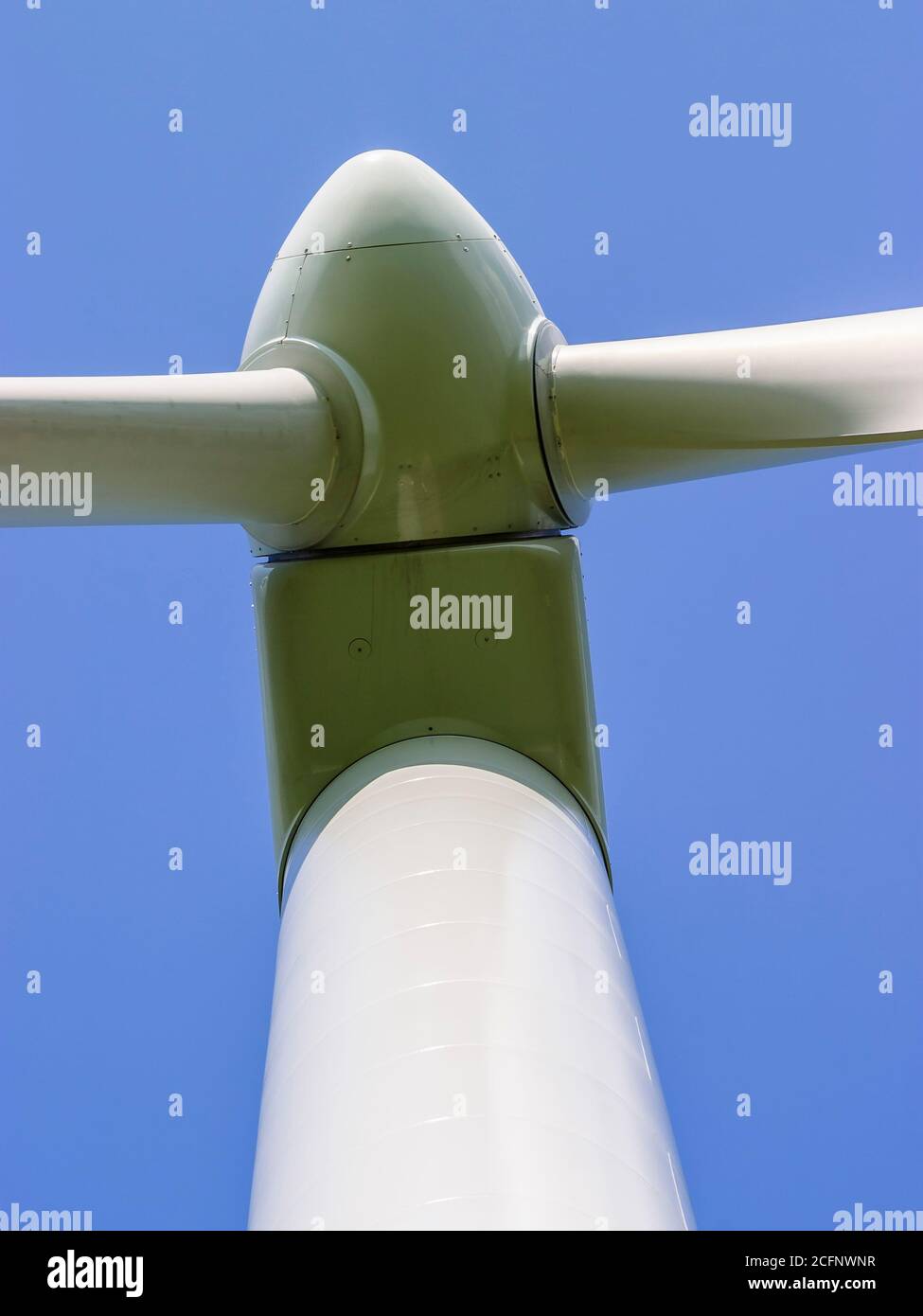 Detail at a Wind turbine against a clear blue sky Stock Photo - Alamy