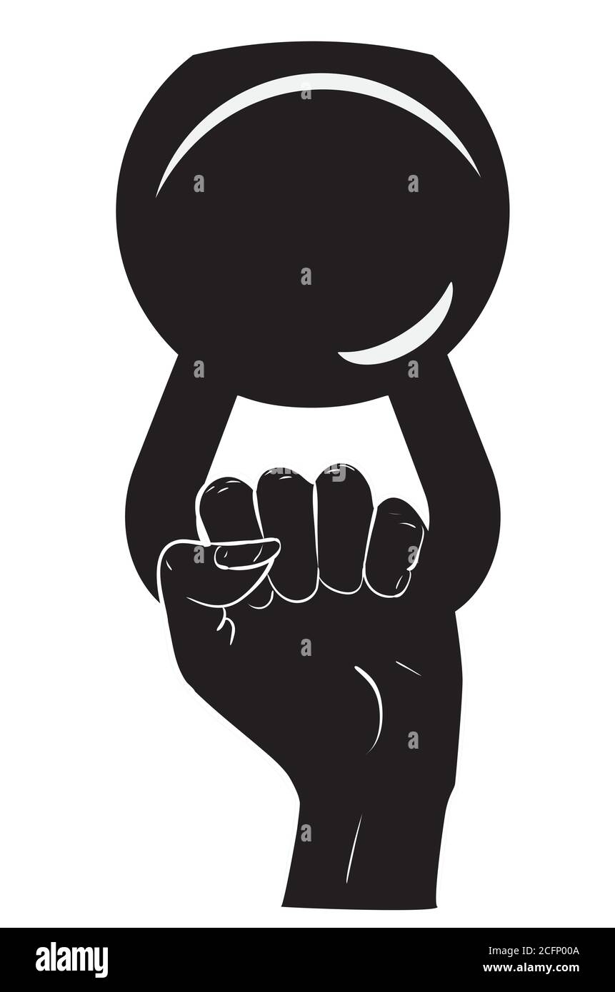 Human hand holding kettlebell, sports themed illustration Stock Vector ...