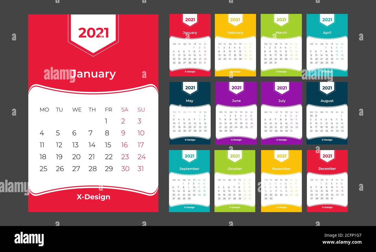 Desk Calendar 2021 Template, Calendar 2021 Stock Vector Image & Art Alamy