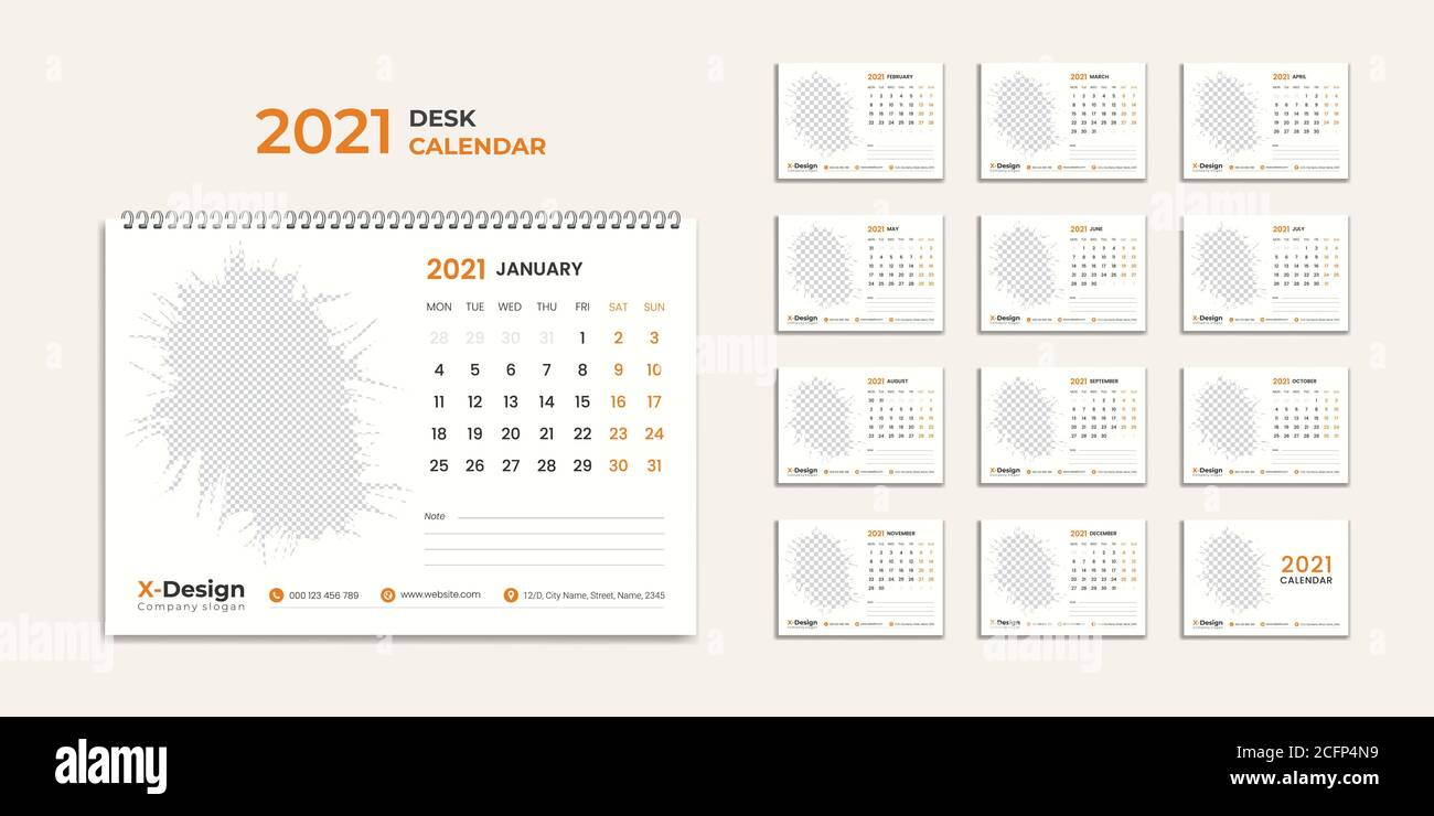 Desk Calendar 2021 Template, Calendar 2021 Stock Vector Image & Art Alamy