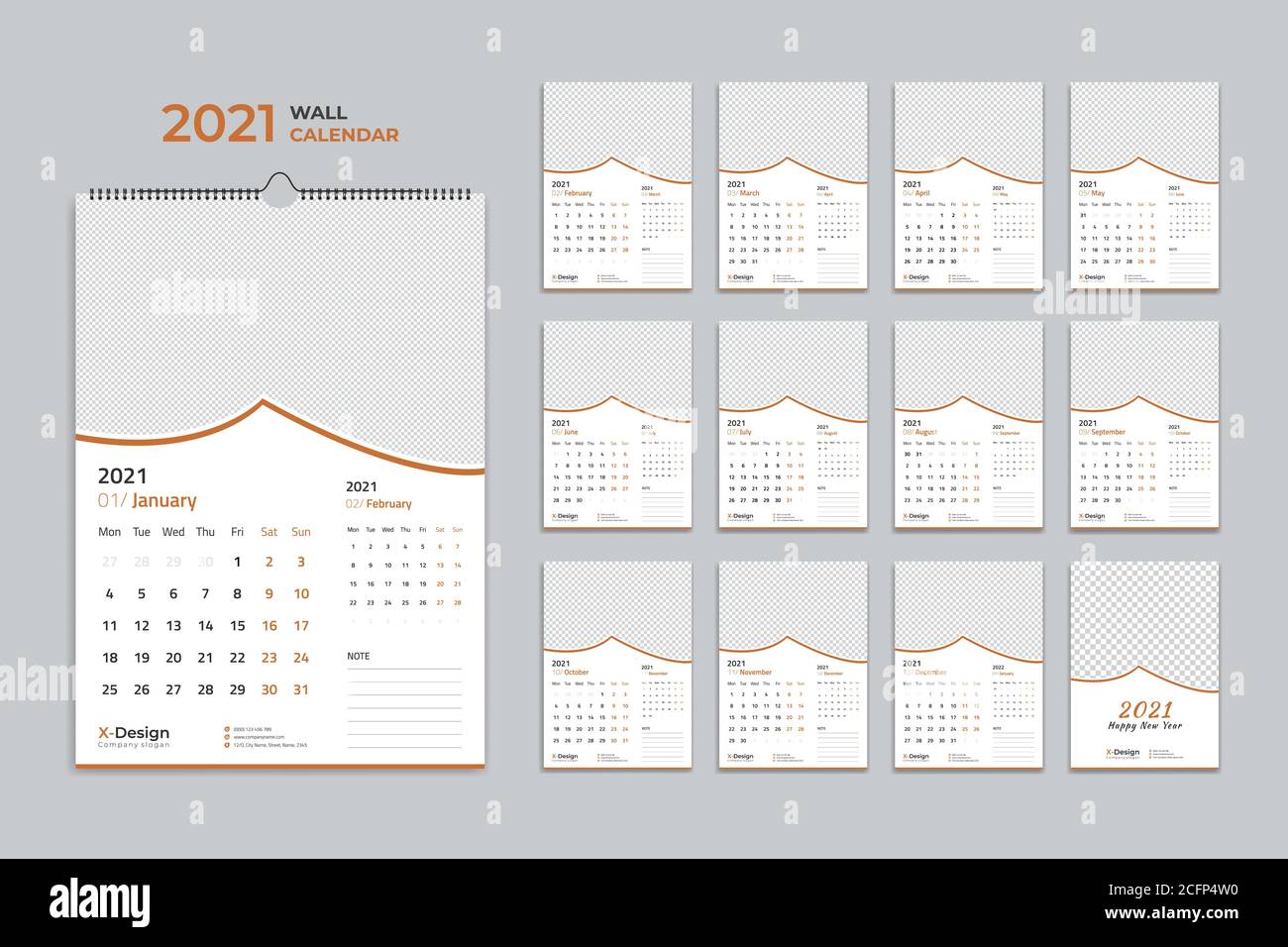 Wall Calendar 2021 Template, Calendar 2021 Stock Vector Image & Art Alamy