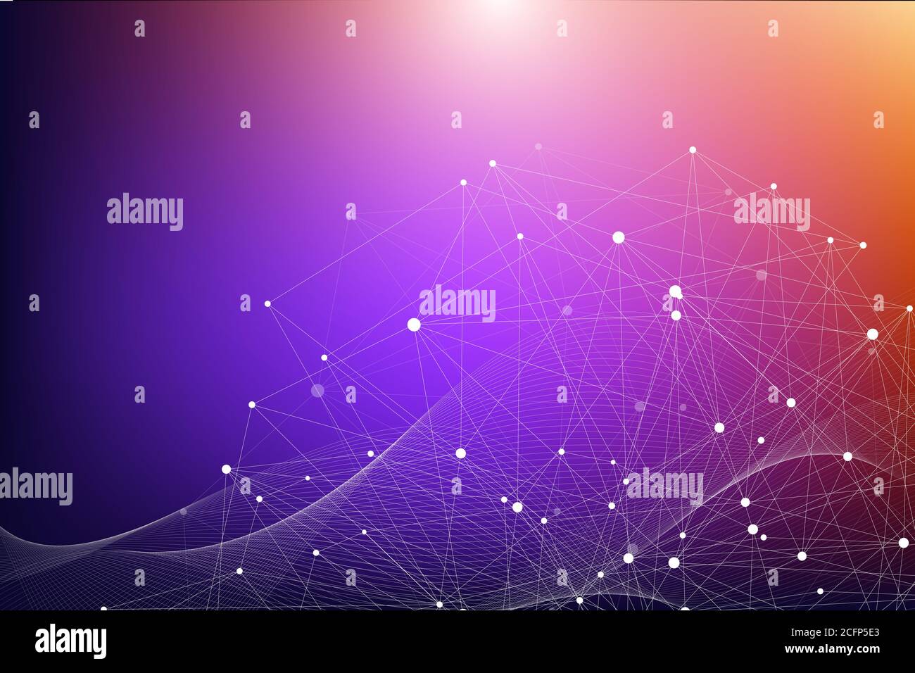 Abstract polygonal background with connected lines and dots. Minimalistic geometric pattern. Molecule structure and communication. Graphic plexus Stock Photo