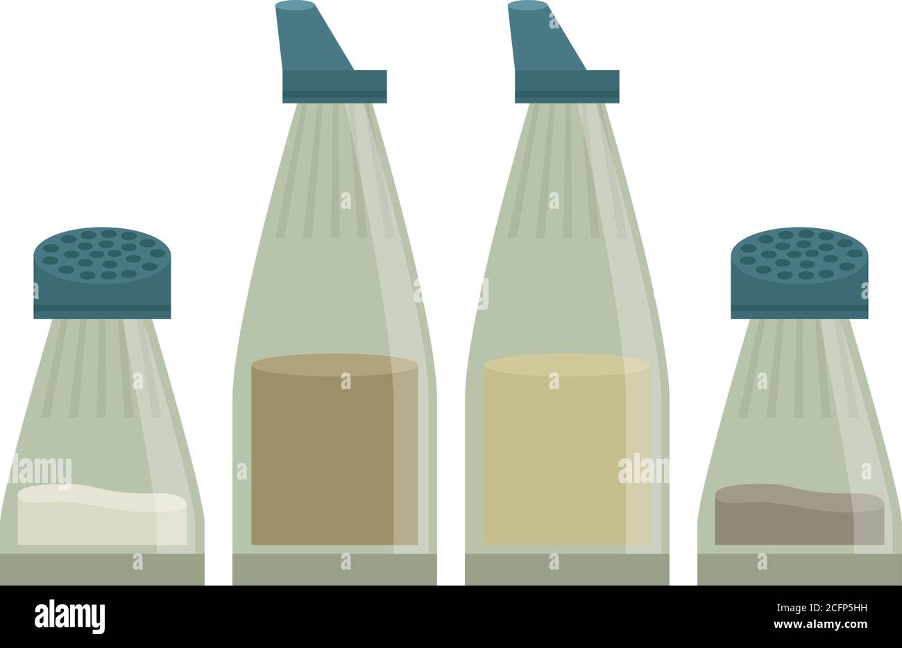 Retro style illustration of a cruet set to dress the salad Stock Vector