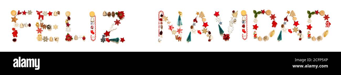 Colorful Christmas Decoration Letter Building Feliz Navidad Means Merry Christmas Stock Photo