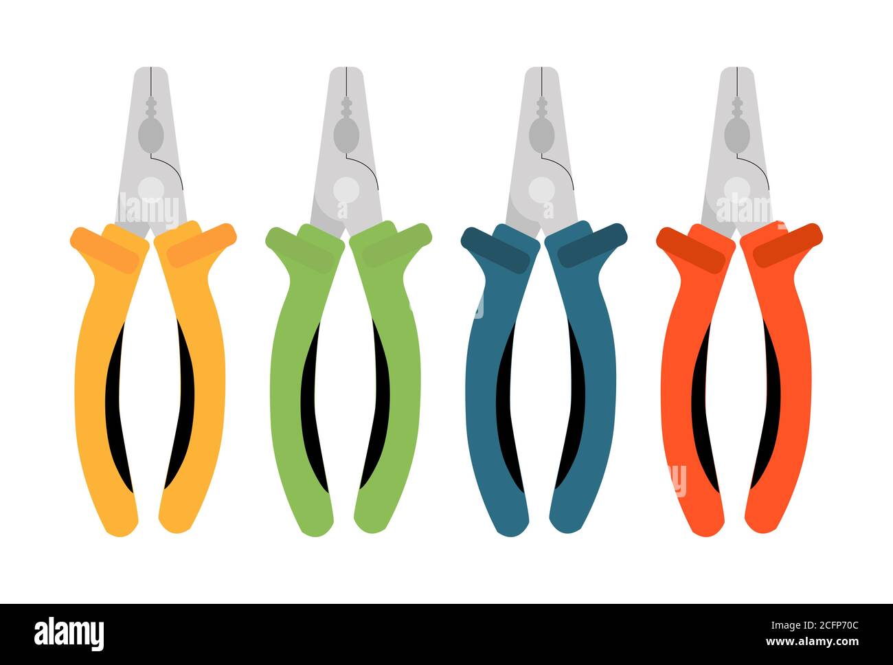 Colored Conventional pliers tool icon. Set of colored Pliers tool icon