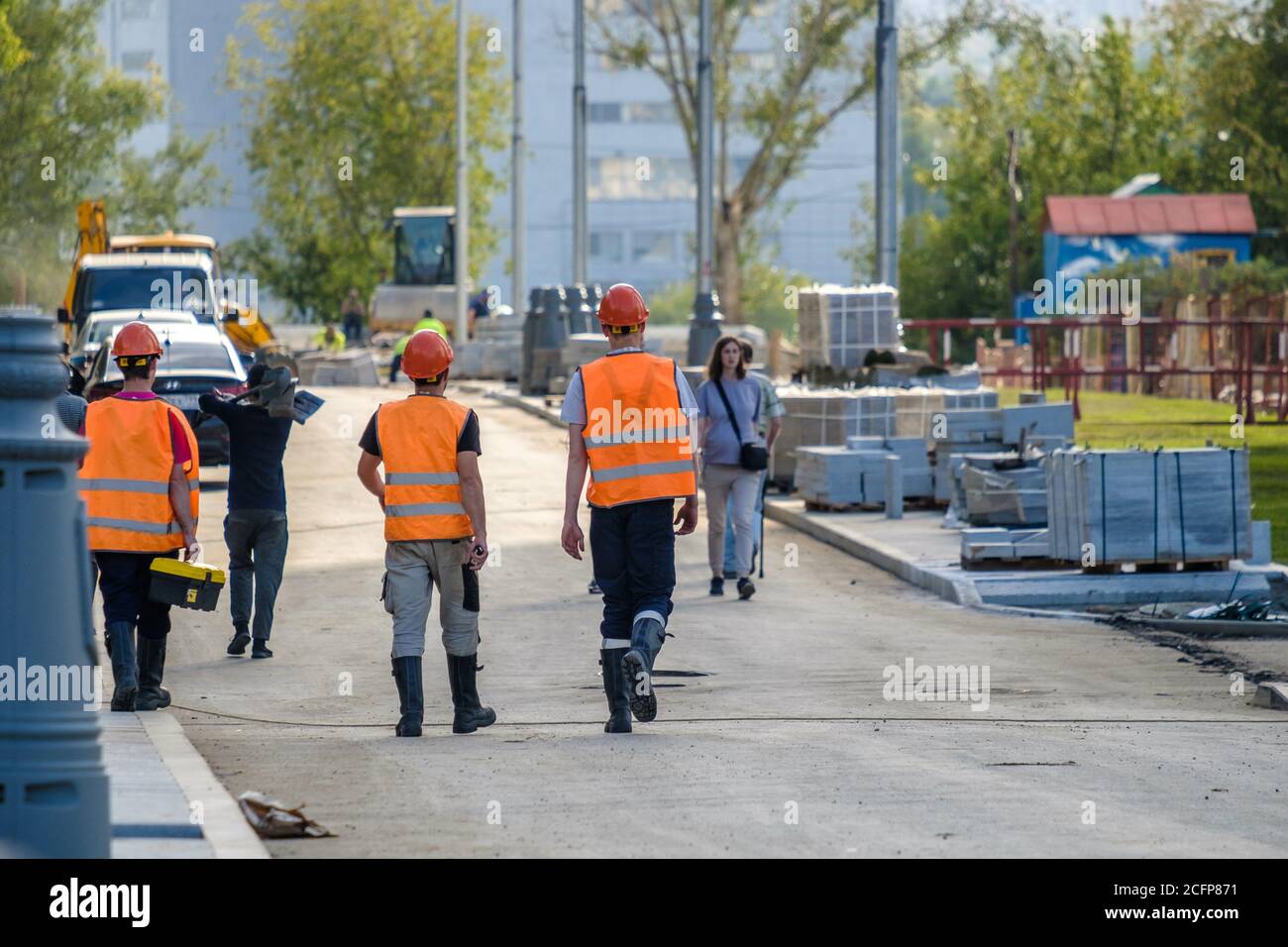 Construction workers wearing orange hi-res stock photography and images ...