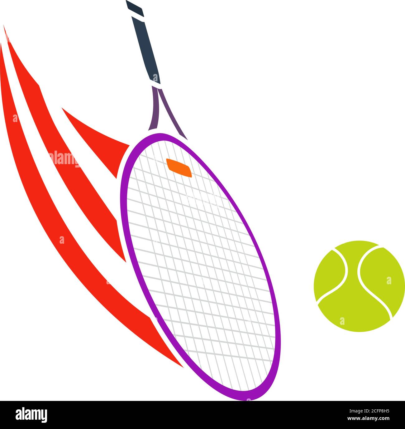 Tennis Racket Hitting A Ball Icon. Flat Color Design. Vector