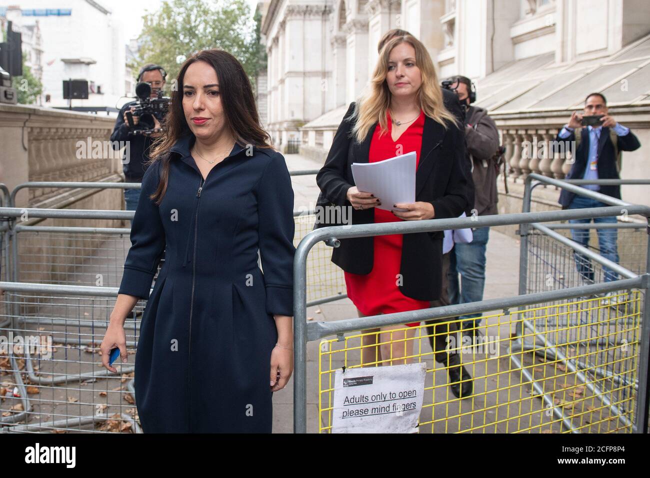 Stella Moris (left) arrives at Downing Street, in Westminster, London, to attempt to deliver a Reporters Without Borders petition against the extradition of her partner, Wikileaks founder Julian Assange, to the US. Stock Photo