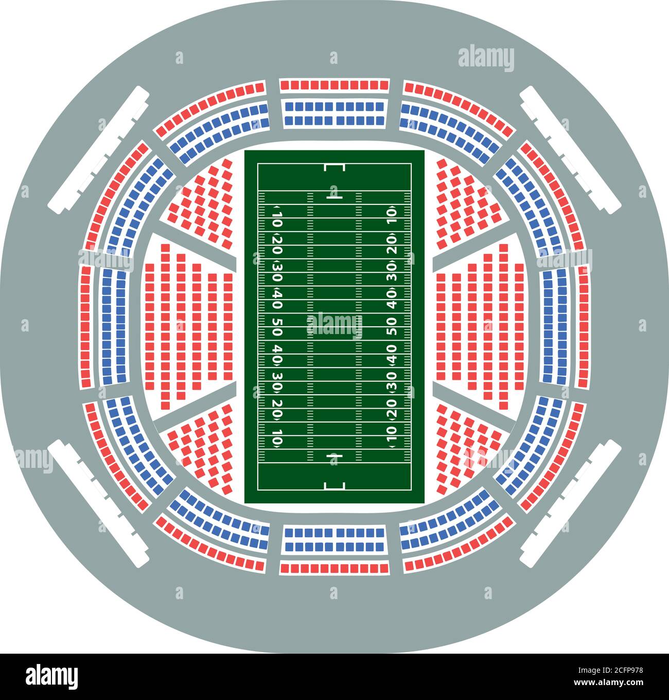 American Football Stadium Bird's-eye View Icon. Flat Color Design. Vector Illustration. Stock Vector