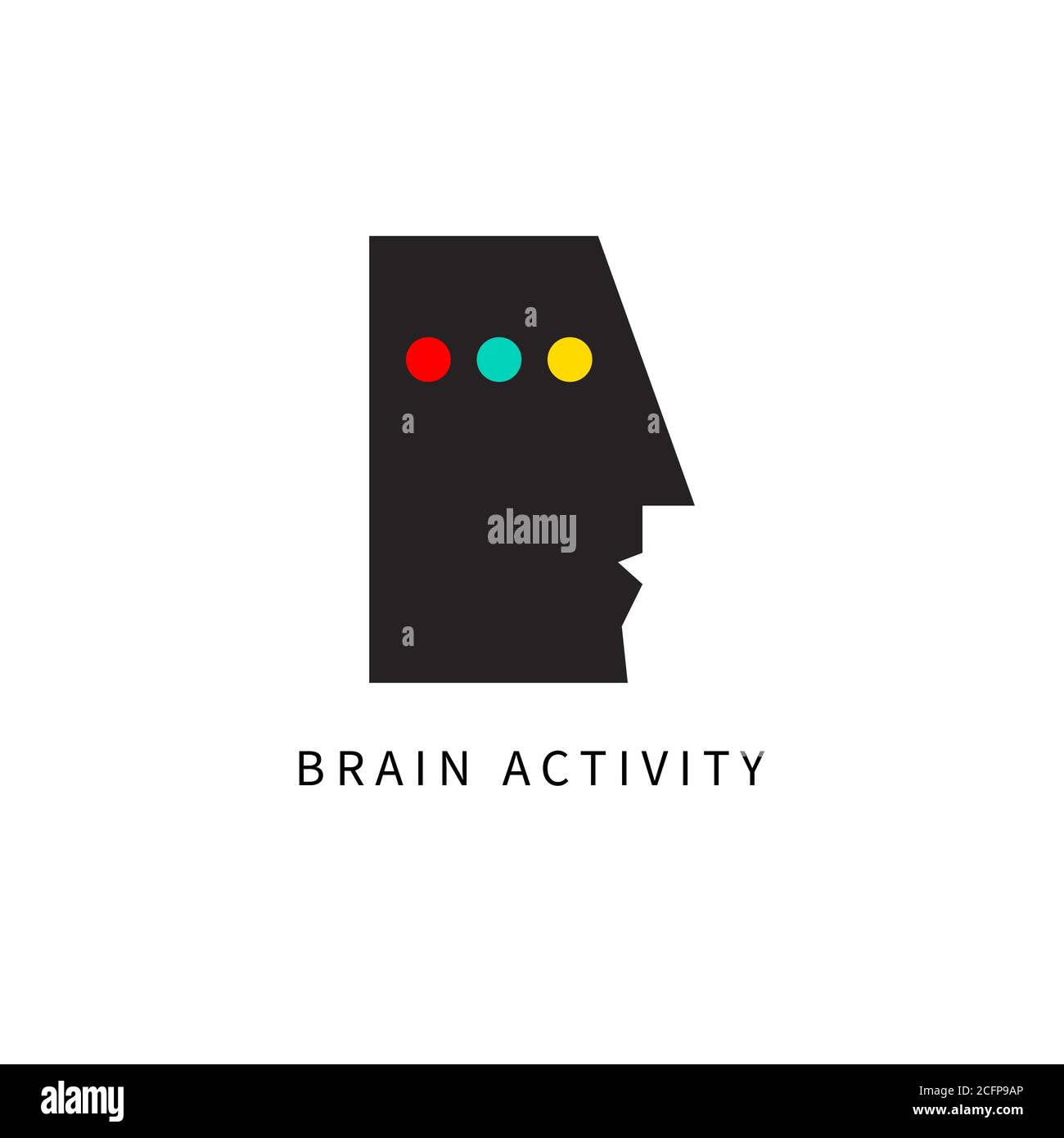 Brain activity icon. Brain scan, eeg. Profile of man Stock Vector