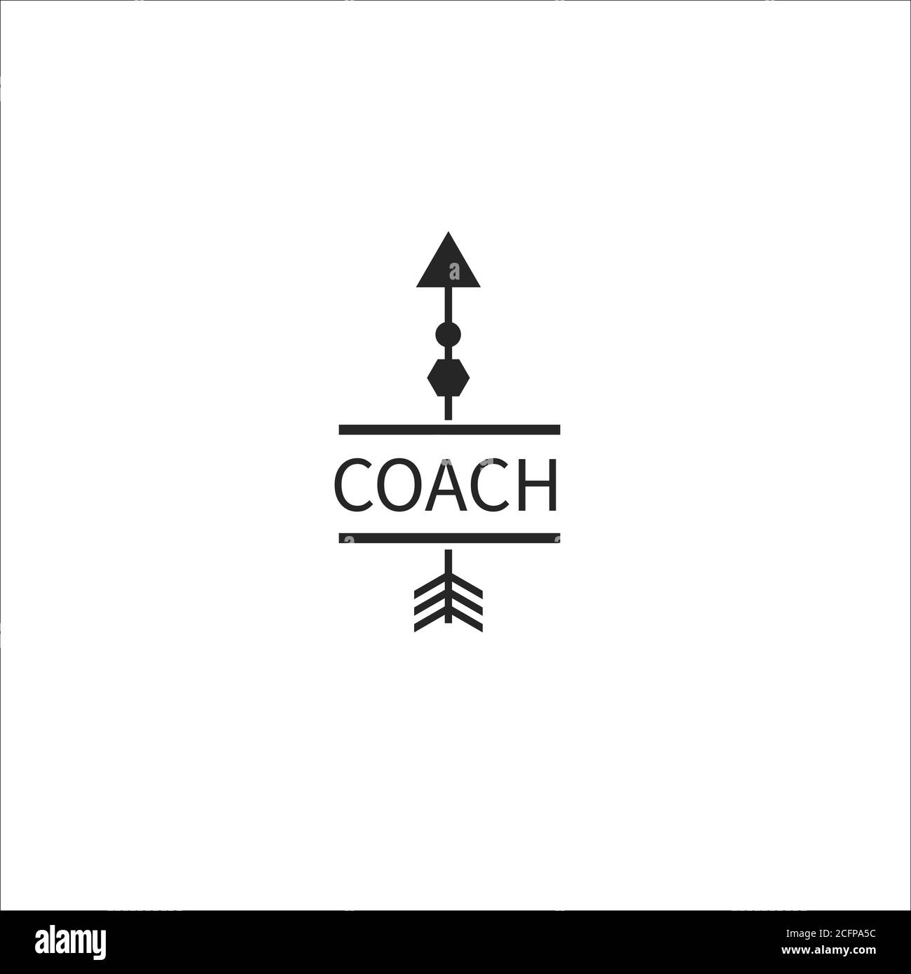 Coaching logo, frame with arrow up. Symbol of coach, mentor or teacher