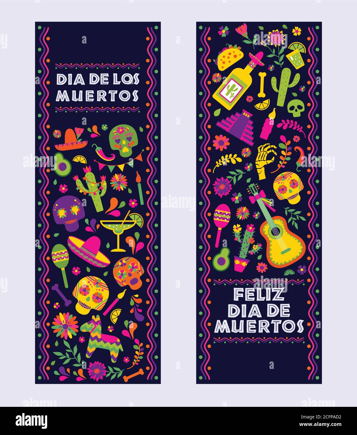 Dias de los Muertos typography banners vector. Mexico design for fiesta