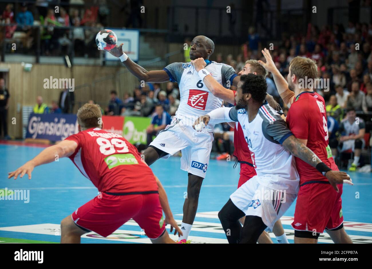 France's Olivier Nyokas (6) seen in action in the men's handball match between Norway and France at the Golden League tournament in Oslo (Gonzales Photo/Jan-Erik Eriksen). Oslo, November 08th, 2015 Stock Photo -