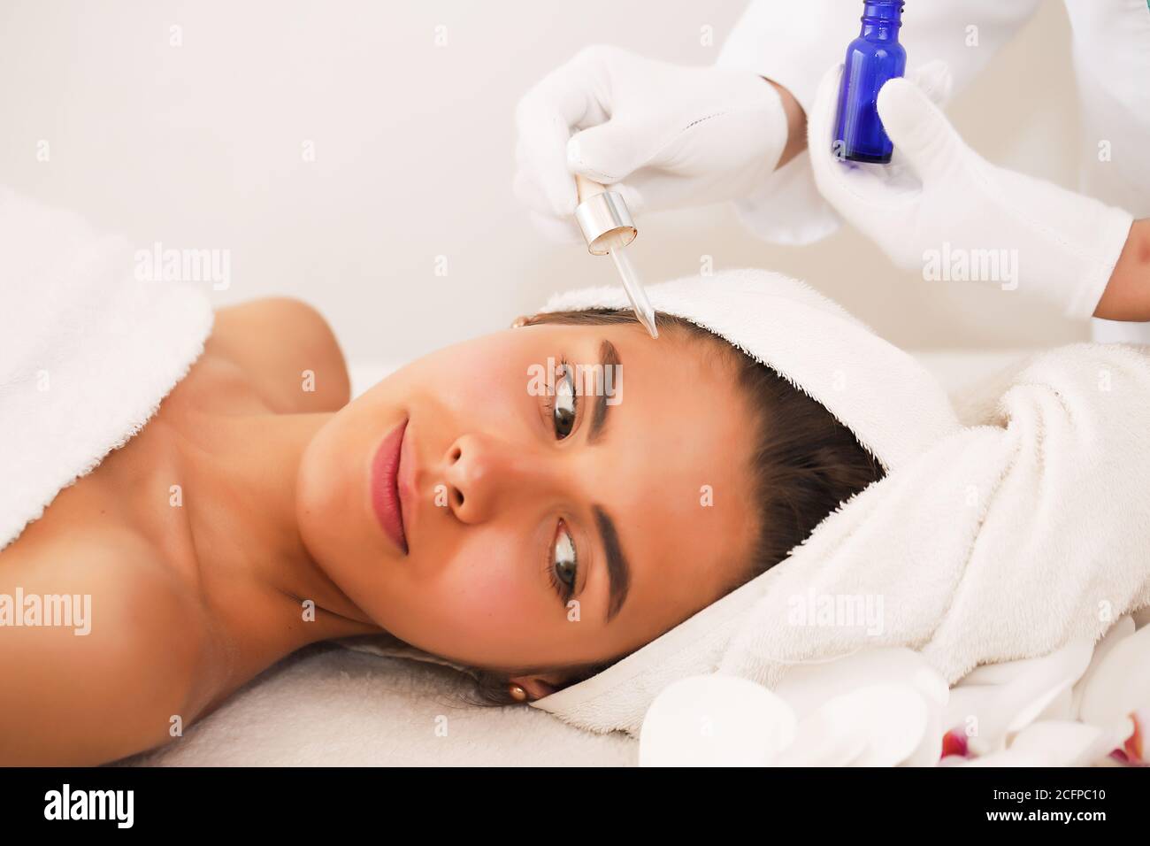 Body care. Spa body massage european women hands treatment. Woman having massage in spa Stock Photo