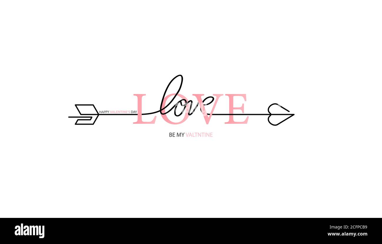 Happy Valentines Day lettering isolated on white background vector ...