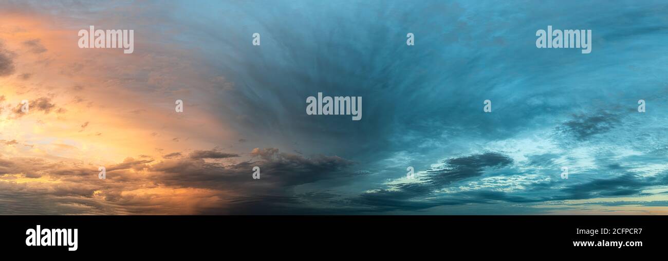Colorful and dramatic sky panorama of sunset background Stock Photo - Alamy