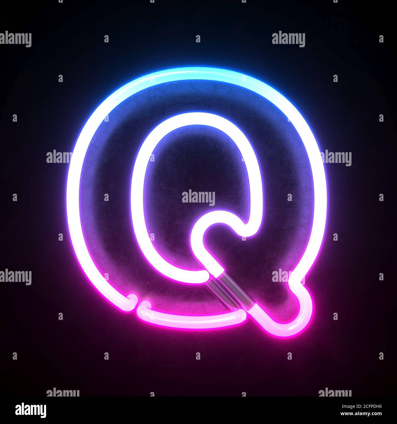 Neon 3d font, blue and pink neon light 3d rendering, letter Q Stock ...