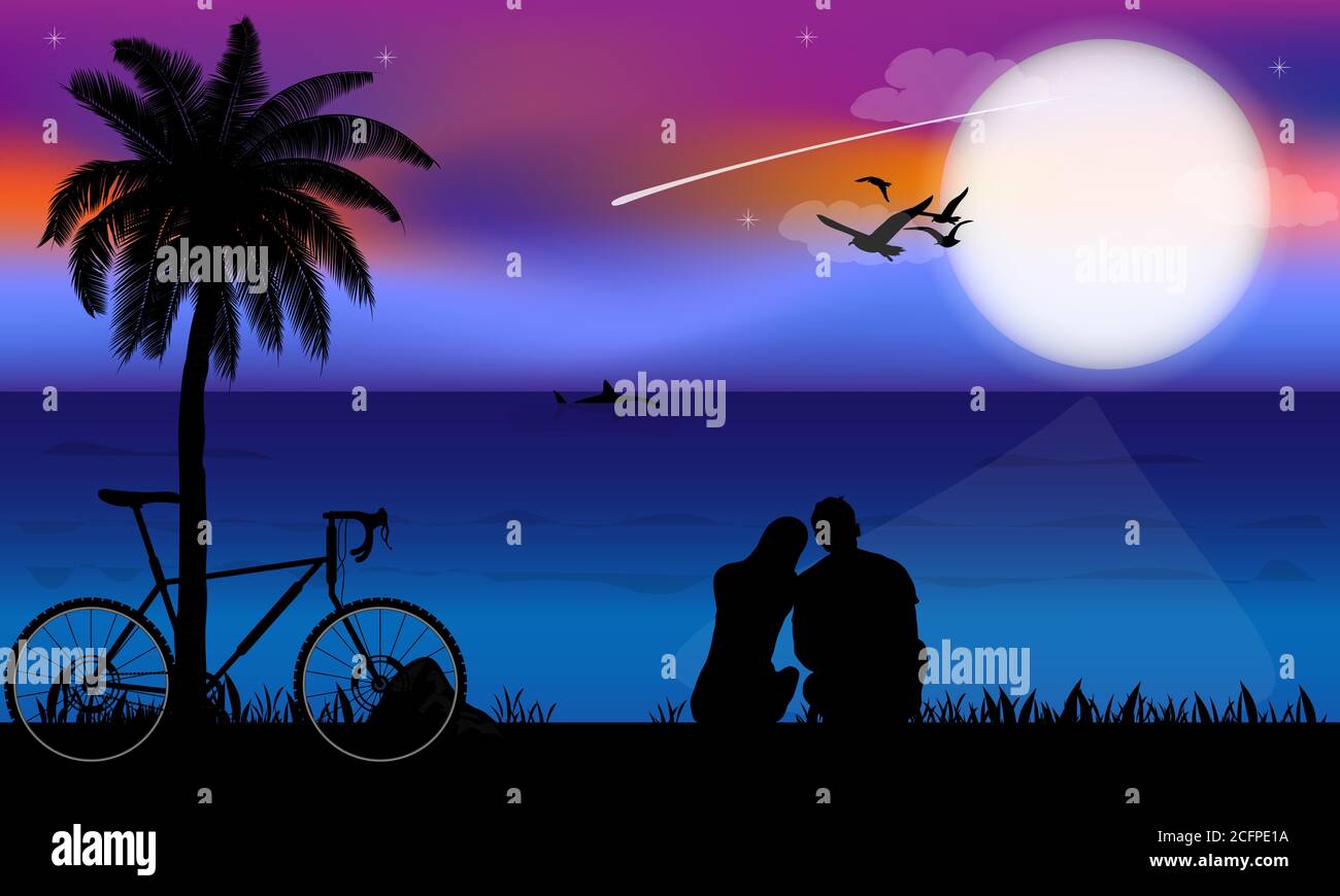 Man looking at moon Stock Vector Images - Alamy