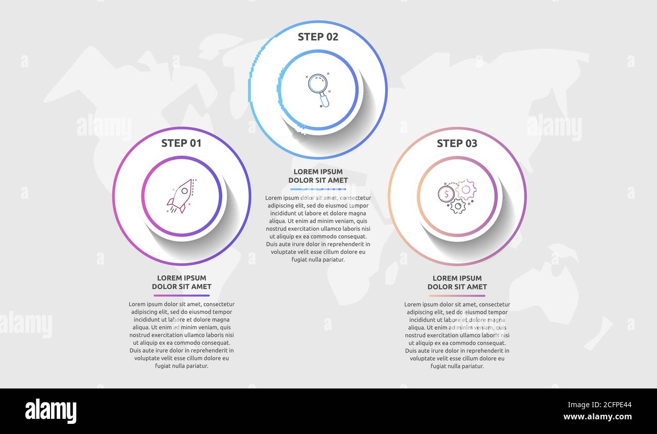 Vector infographic template circles for three icons, diagram, graph ...