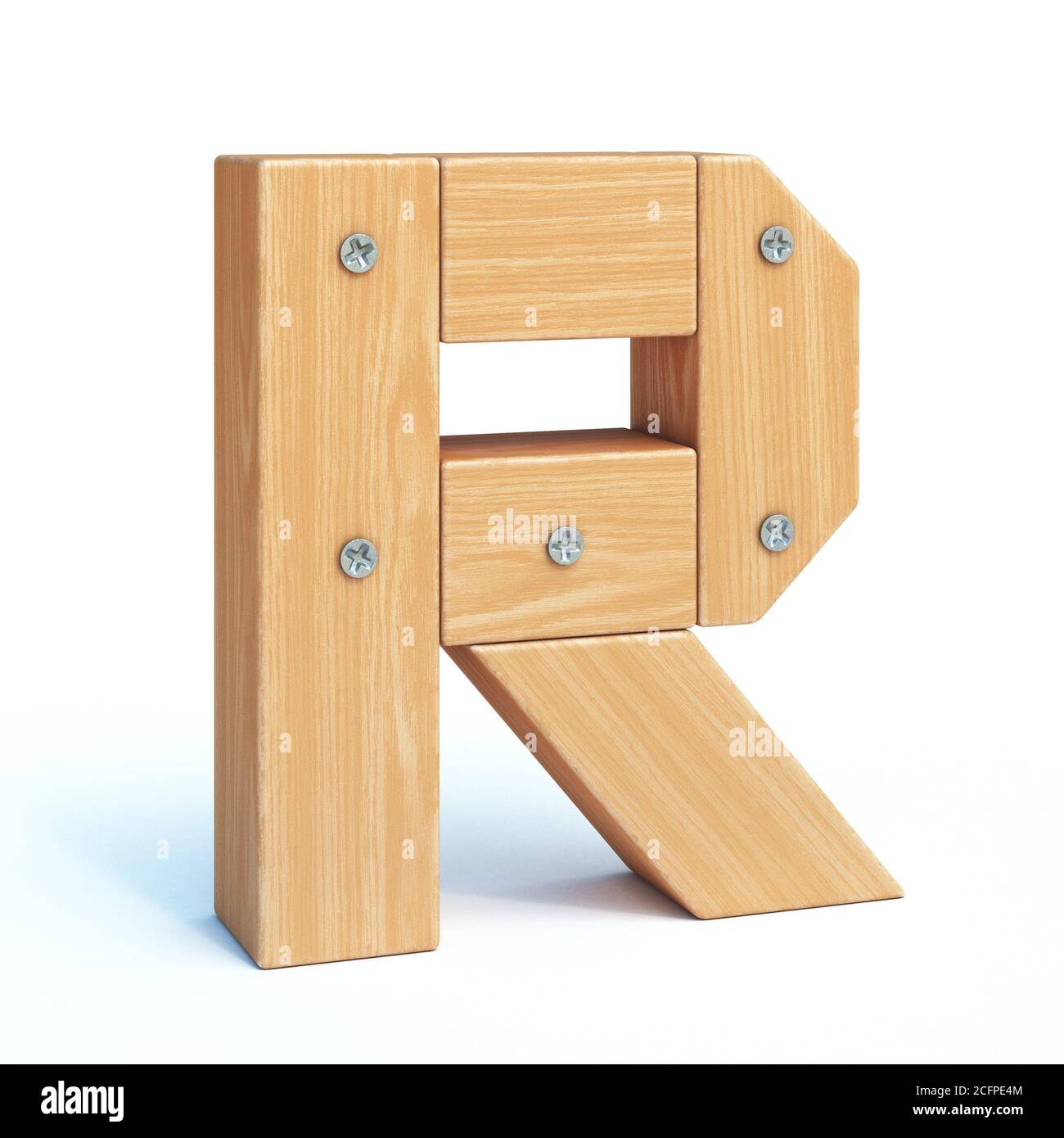 Wood font, 3d alphabet made of wooden parts, 3d rendering, letter R ...