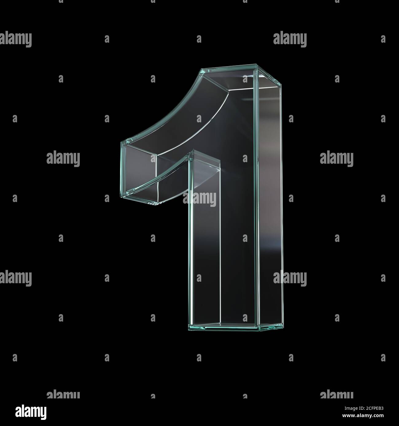 Glass font 3d rendering, number 1 Stock Photo - Alamy
