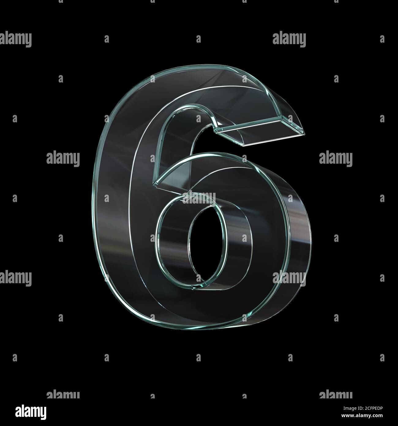 Glass font 3d rendering, number 6 Stock Photo - Alamy