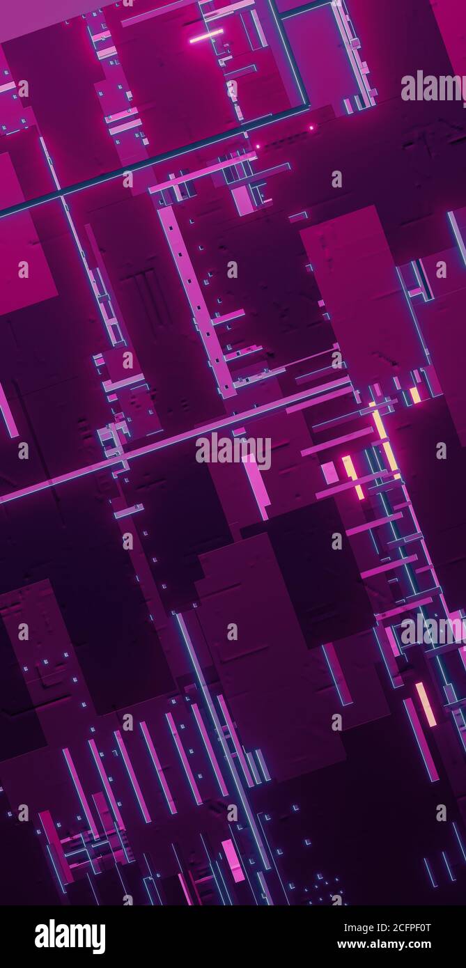 3D rendering illustration of an abstract background with neon lights ...