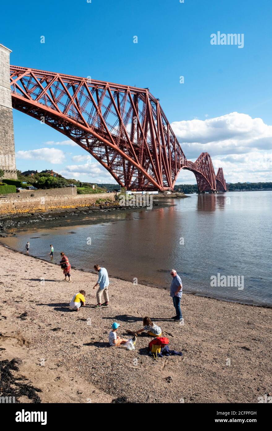 South Bay North Queensferry and the Forth Rail Bridge spanning the Firth of Forth, Fife, Scotland. Stock Photo