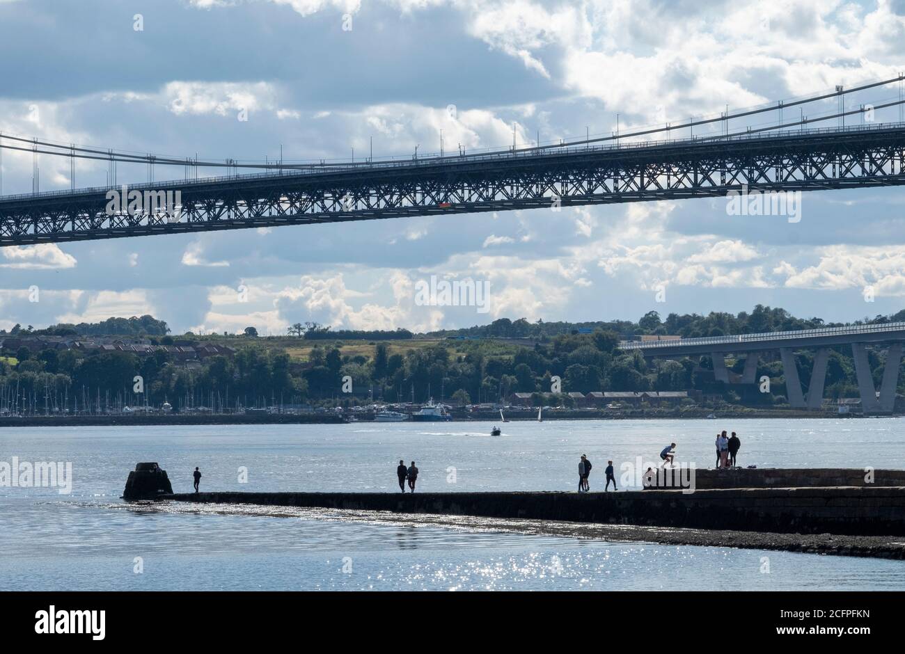 The pier and slipway at North Queensferry, Fife, Scotland. Stock Photo