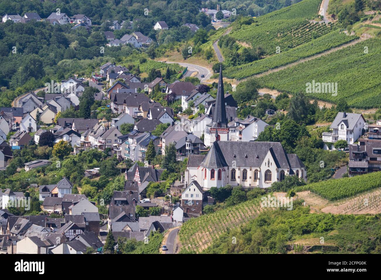 Saint Maximin Church at Klotten, viniculture along the Mosel, Germany, Rhineland-Palatinate, Klotten Stock Photo