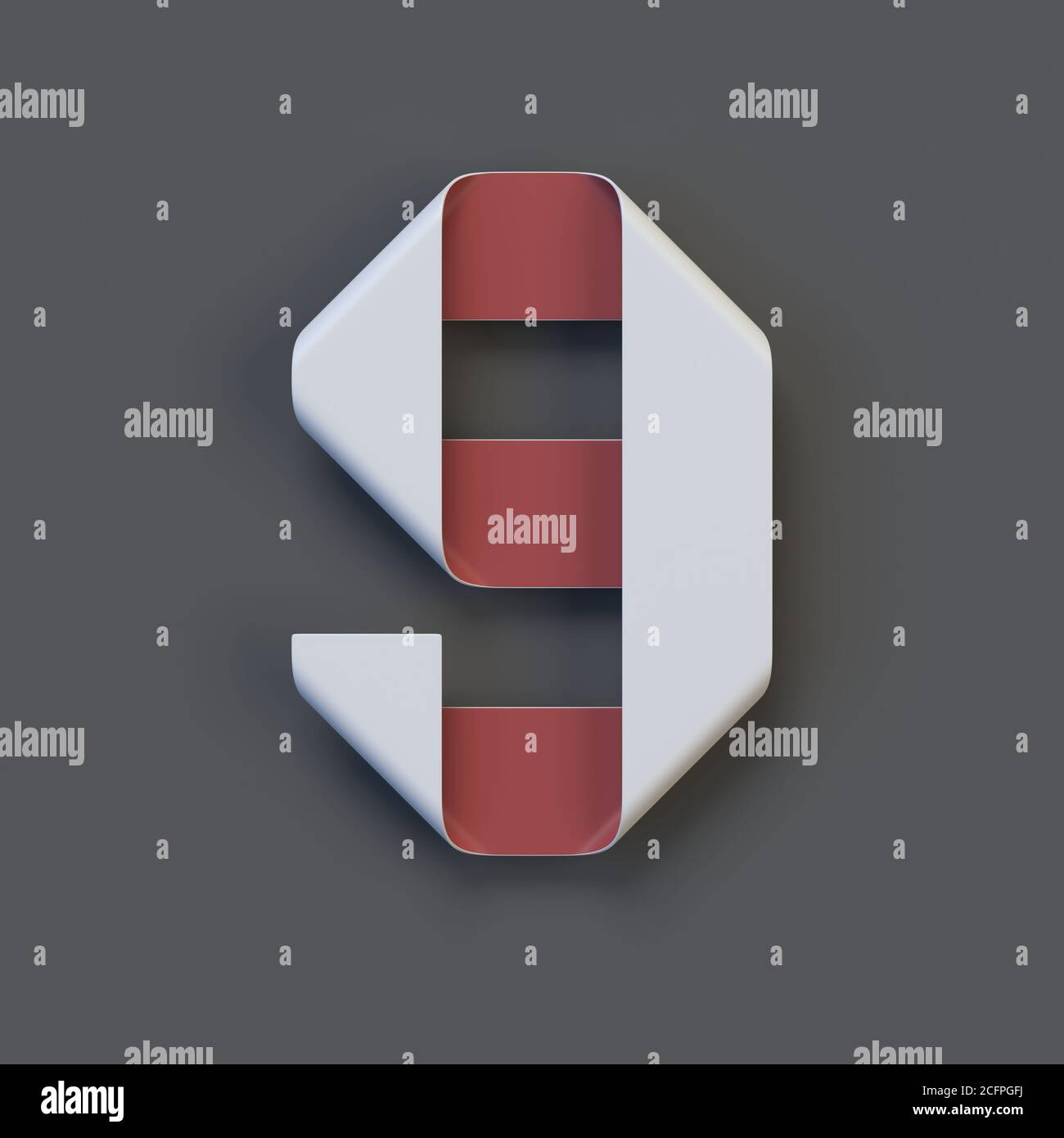 Origami paper font, folded ribbon font 3d rendering, number 9 Stock ...